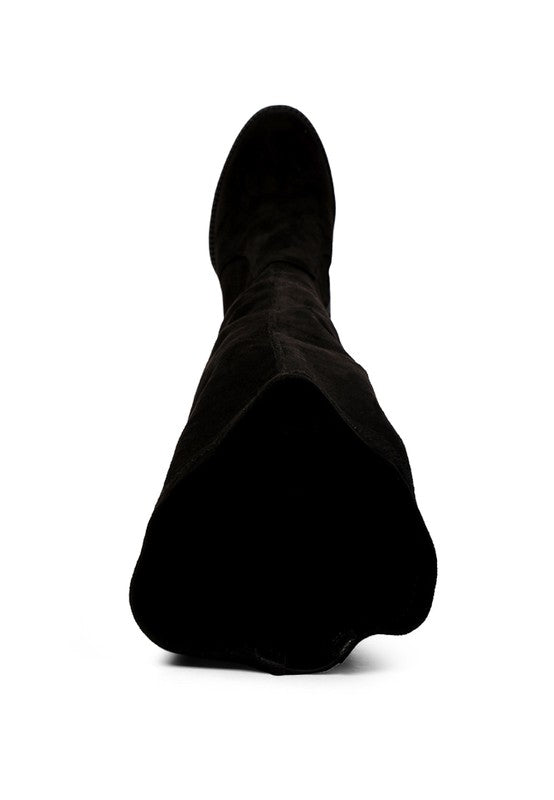 Maple High Block Heeled Faux Suede Long Boots