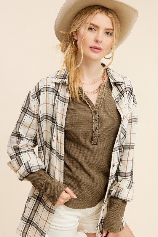 Jaynie Cozy Waffle Henley Top