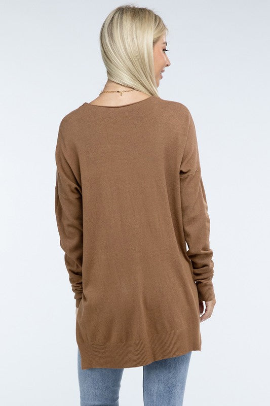 Hi-Low Hem Front Seam Sweater in 5 Colors