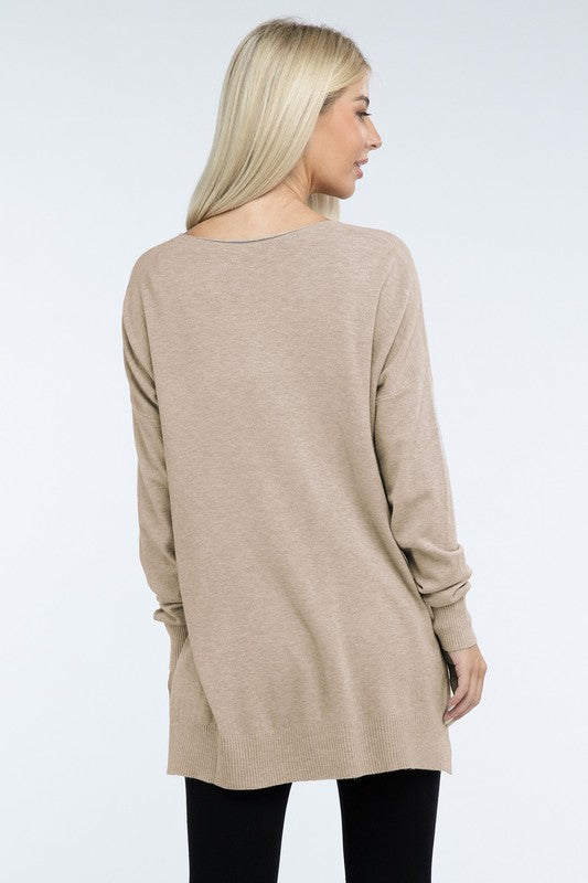 Hi-Low Hem Front Seam Sweater in 5 Colors