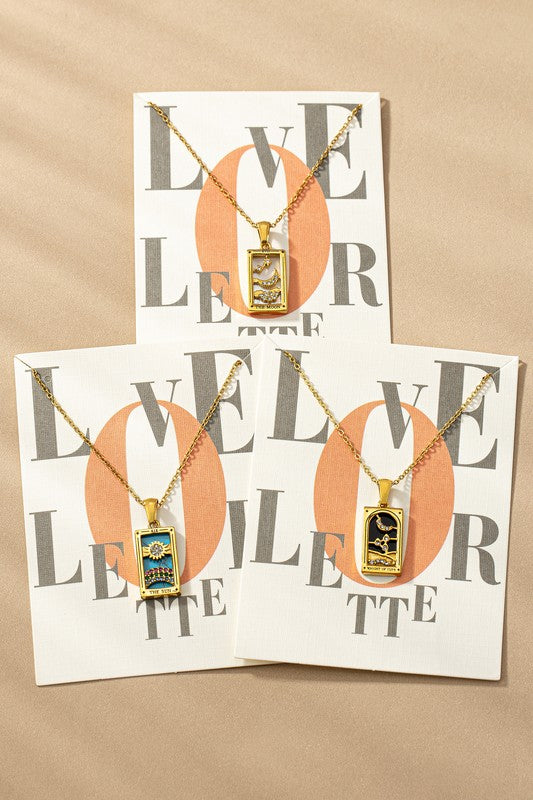 water proof TARROT CARD NATURAL STONE NECKLACE