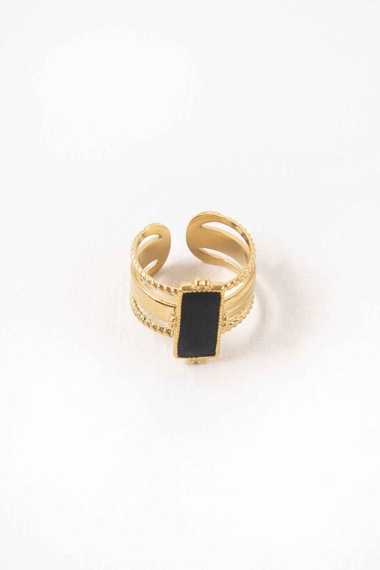 Ethereal Adjustable Ring in Black and Gold