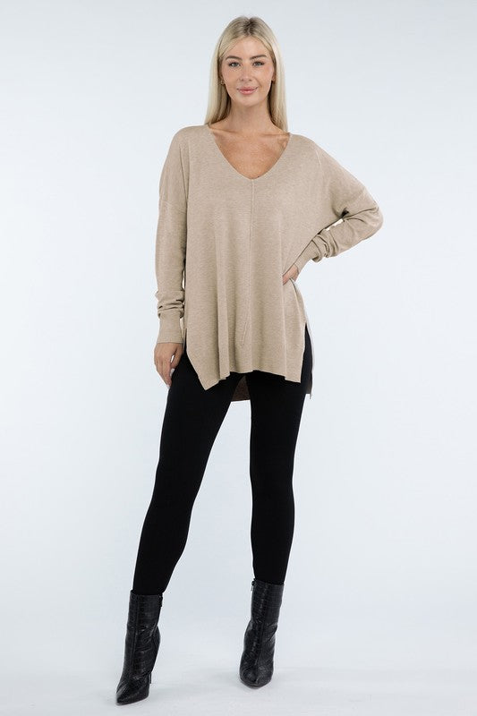 Hi-Low Hem Front Seam Sweater in 5 Colors