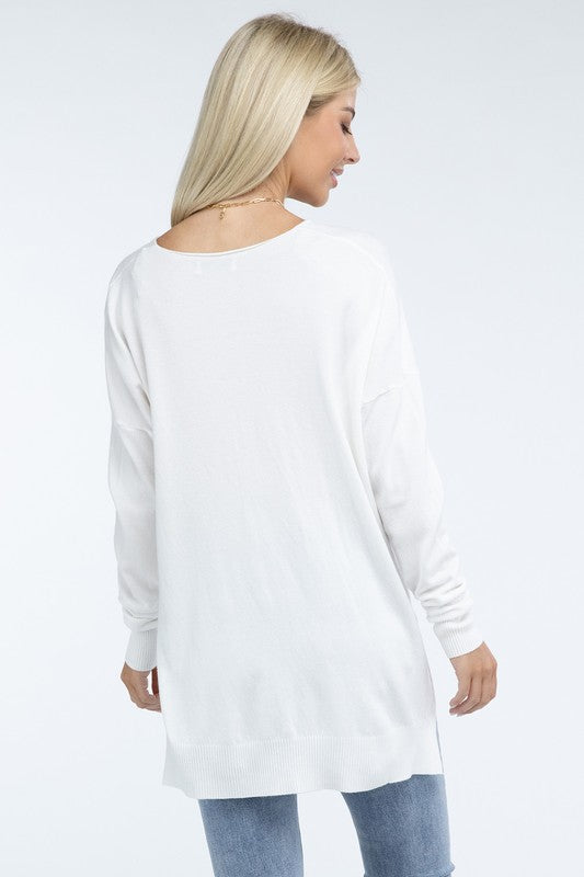Hi-Low Hem Front Seam Sweater in 5 Colors