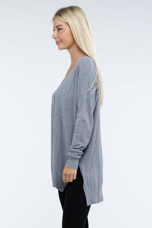 Hi-Low Hem Front Seam Sweater in 5 Colors