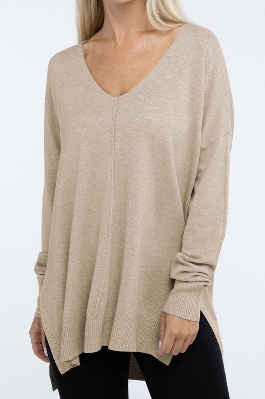 Hi-Low Hem Front Seam Sweater in 5 Colors
