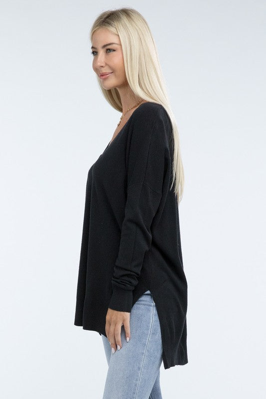 Hi-Low Hem Front Seam Sweater in 5 Colors