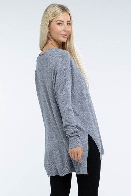 Hi-Low Hem Front Seam Sweater in 5 Colors