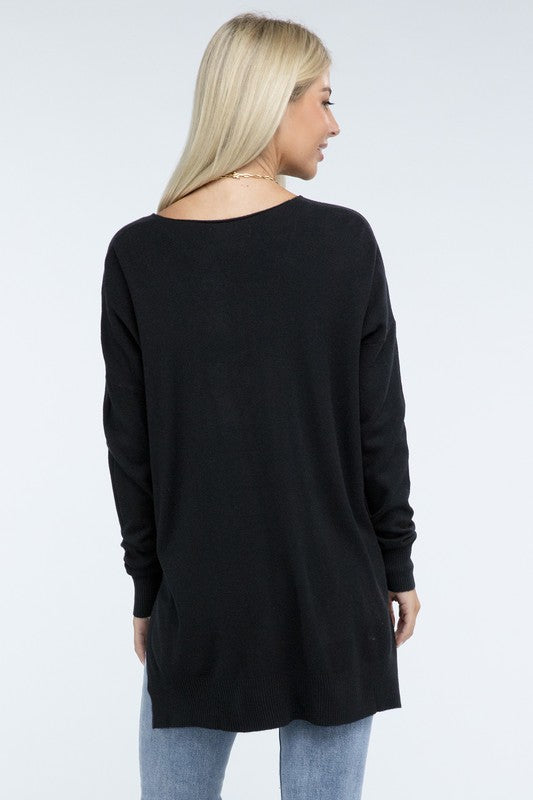Hi-Low Hem Front Seam Sweater in 5 Colors