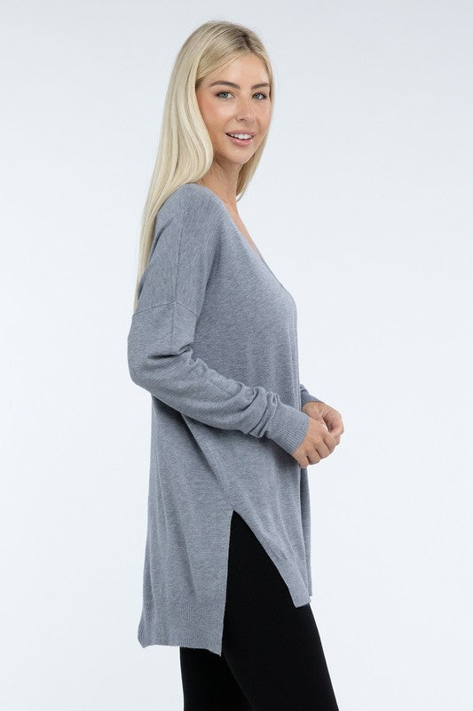 Hi-Low Hem Front Seam Sweater in 5 Colors