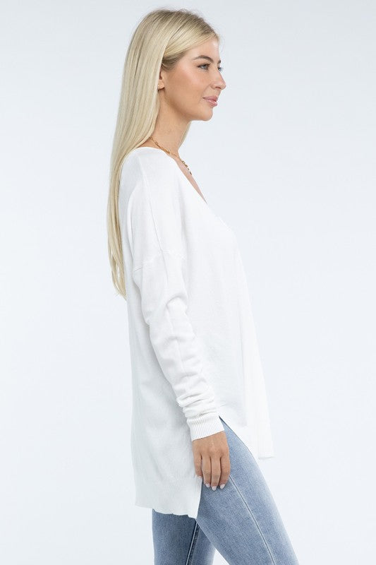 Hi-Low Hem Front Seam Sweater in 5 Colors