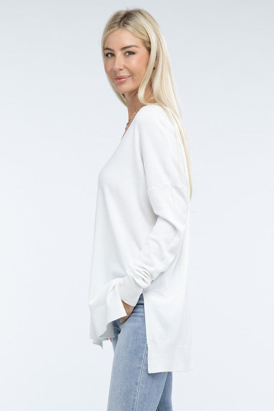 Hi-Low Hem Front Seam Sweater in 5 Colors