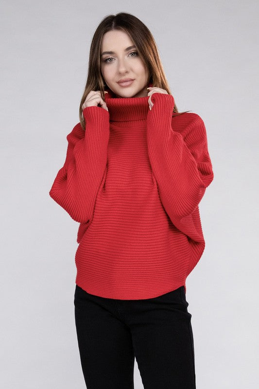 Viscose Dolman Sleeve Turtleneck Sweater in 5 Colors