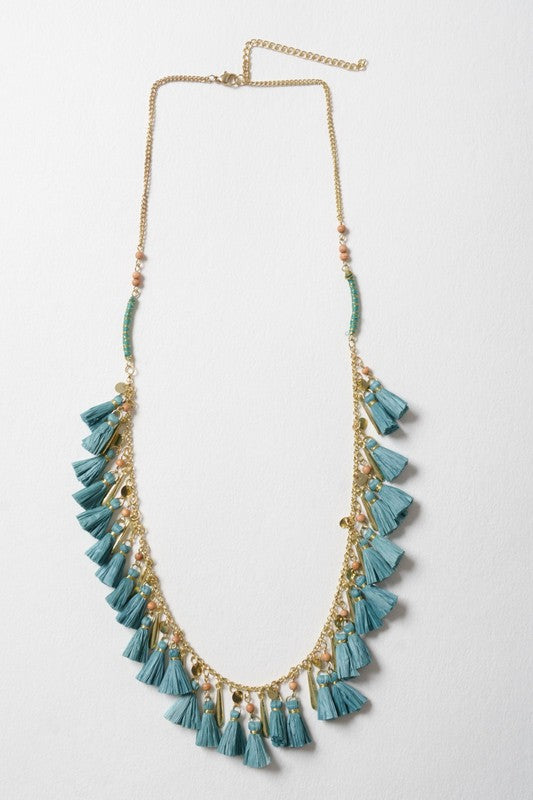 Solid Tassel Chain Fashion Necklace in 5 colors