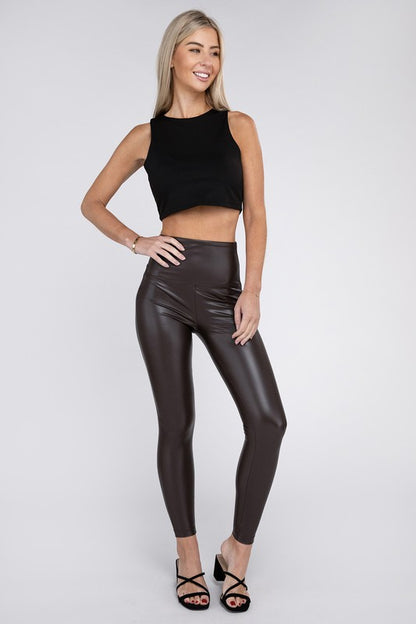 High Rise Faux Leather Leggings