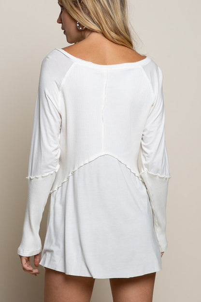 Light Wash Rib Textured Long Sleeve Top in 3 Colors