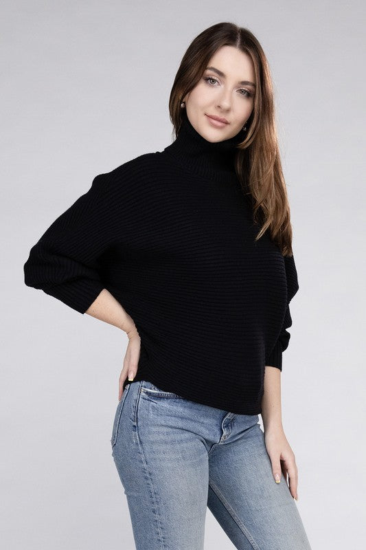 Viscose Dolman Sleeve Turtleneck Sweater in 5 Colors