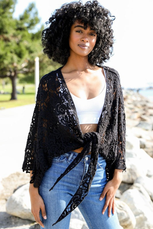 Crochet Floral Petal Kimono Wrap