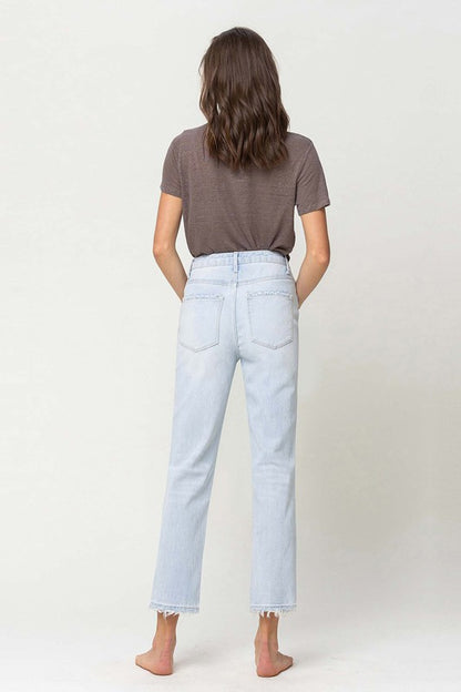 Super High Rise Distressed Crop Straight Jeans from Vervet