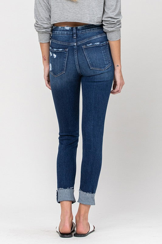 High Rise Distressed Clean Cut Crop Skinny Jeans