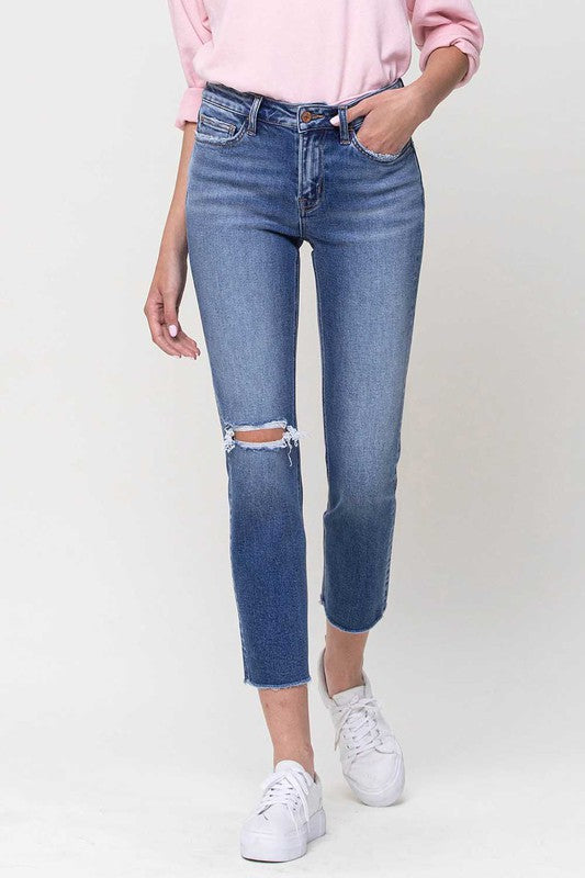 Mid-Rise Straight Leg Crop Jeans from Vervet