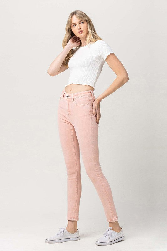 Pink High Rise Skinny Jeans from Vervet