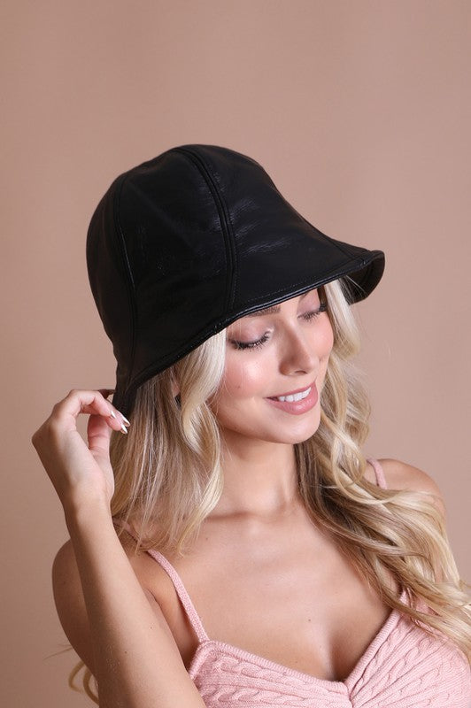 Vegan Leather Bucket Hat in Beige, Black or Rust