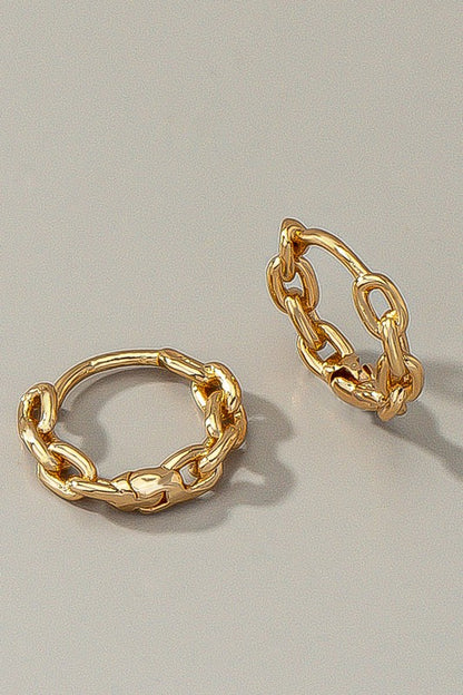 Premium brass chain shape huggie hoop earrings