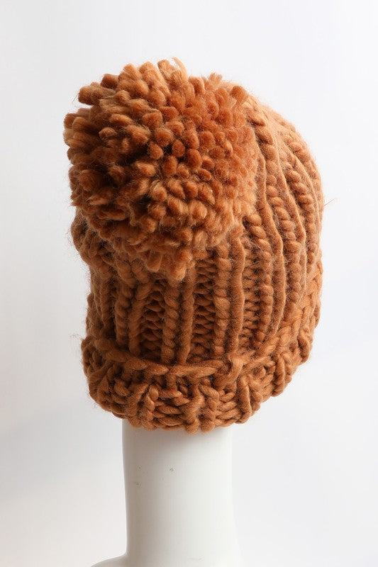 Soft Chunky Cable Knit Beanie in Grey, Camel & Mint