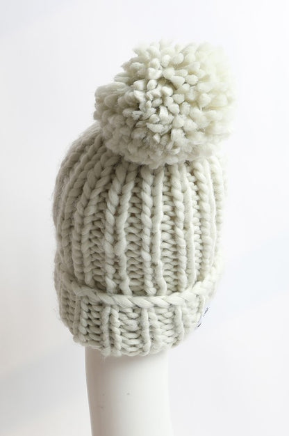 Soft Chunky Cable Knit Beanie in Grey, Camel & Mint