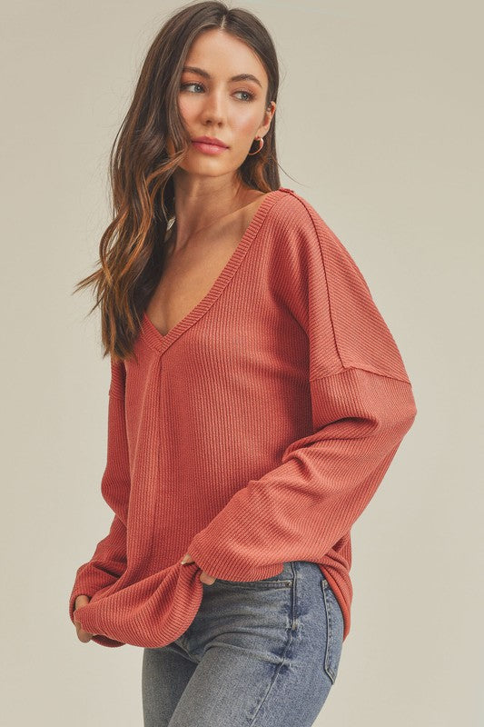 Casey Slouchy V-Neck Top in 2 Colors