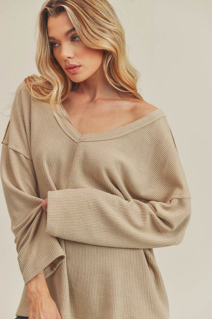 Casey Slouchy V-Neck Top in 2 Colors