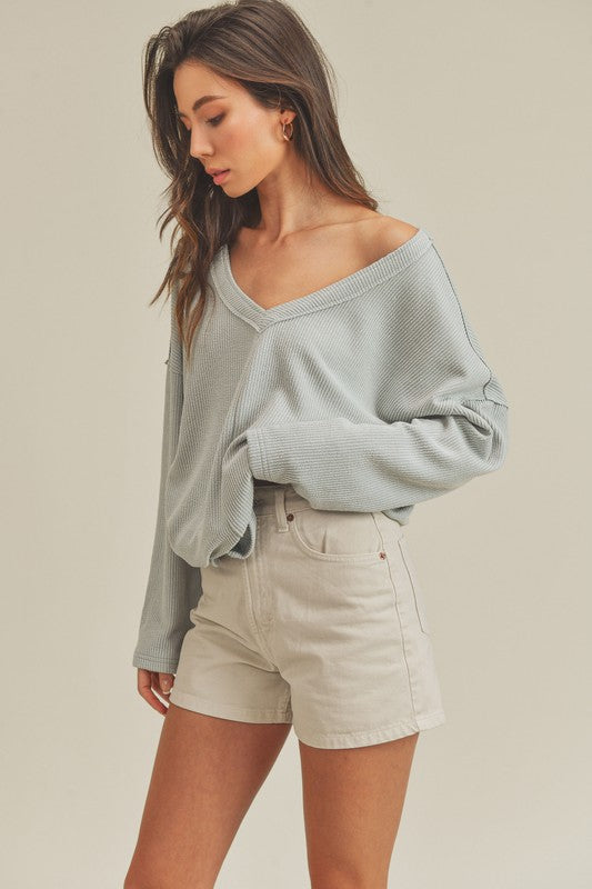 Casey Slouchy V-Neck Top in 2 Colors