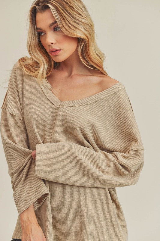 Casey Slouchy V-Neck Top in 2 Colors