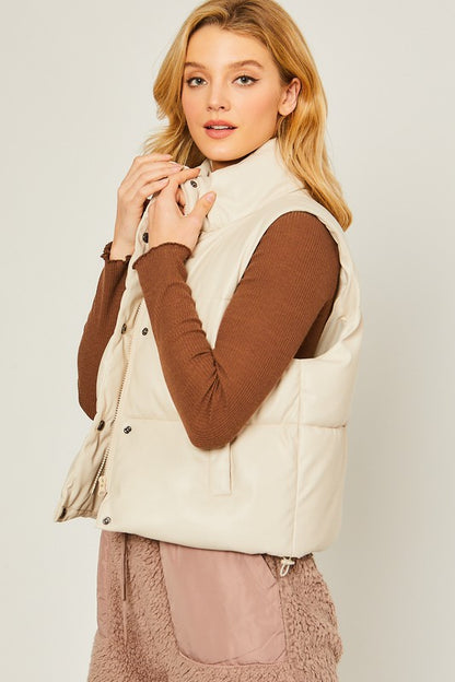 Vegan Leather PU Padded Vest in 3 Colors