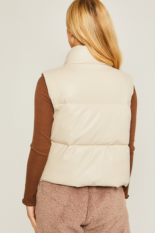 Vegan Leather PU Padded Vest in 3 Colors