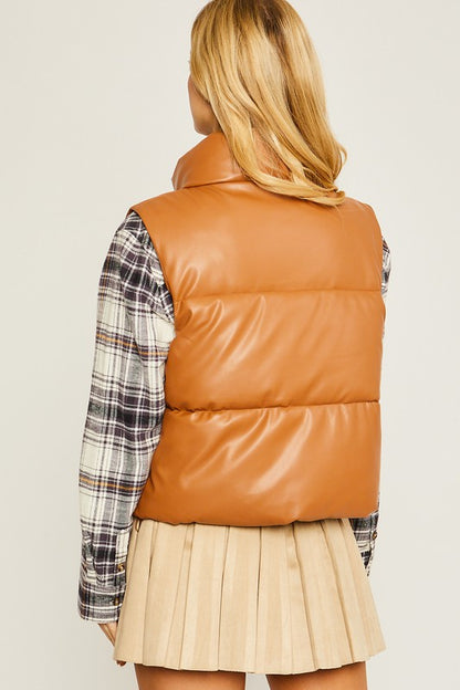 Vegan Leather PU Padded Vest in 3 Colors