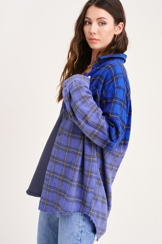 Kayla Button Down Faded Flannel Shirt in 5 Colors