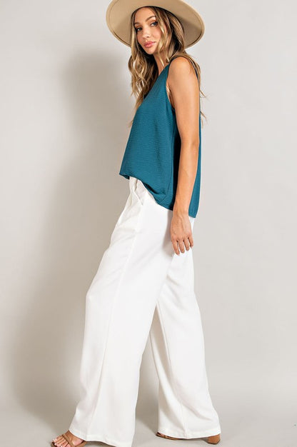 Straight Leg Pleated Pants in 5 Colors (Medium & Large Only)