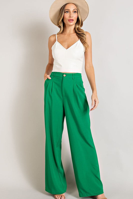 Straight Leg Pleated Pants in 5 Colors (Medium & Large Only)