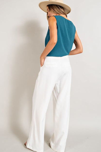 Straight Leg Pleated Pants in 5 Colors (Medium & Large Only)