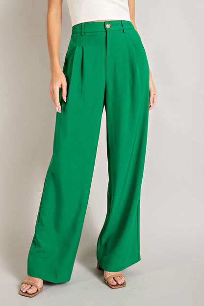 Straight Leg Pleated Pants in 5 Colors (Medium & Large Only)