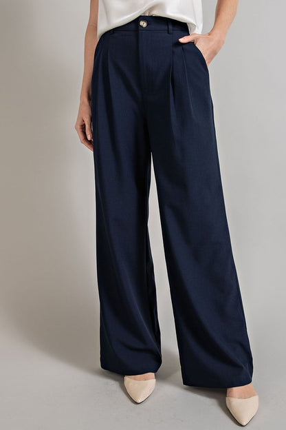 Straight Leg Pleated Pants in 5 Colors (Medium & Large Only)