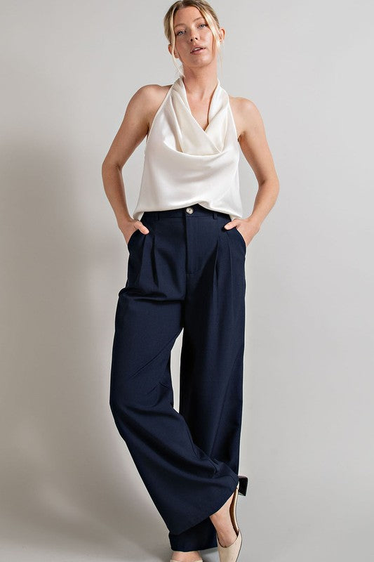 Straight Leg Pleated Pants in 5 Colors (Medium & Large Only)