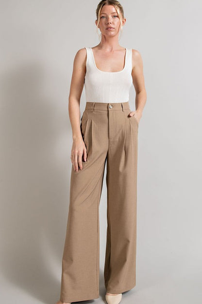 Straight Leg Pleated Pants in 5 Colors (Medium & Large Only)