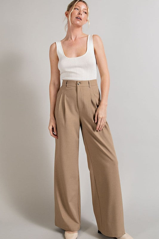 Straight Leg Pleated Pants in 5 Colors (Medium & Large Only)