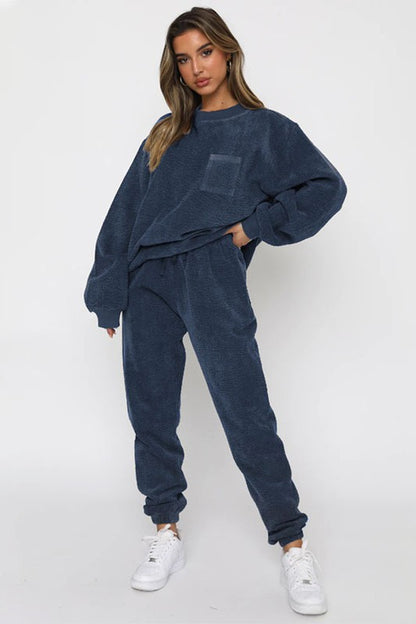 Soft Corduroy 2 Piece Lounge Set in Navy