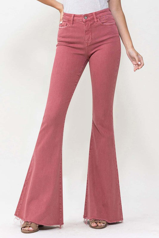 Dark Pink High Rise Super Flare Jeans