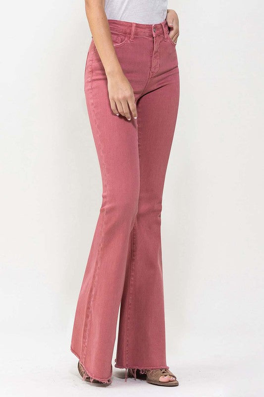 Dark Pink High Rise Super Flare Jeans