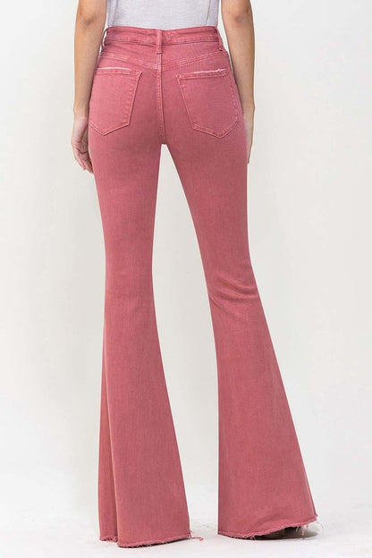 Dark Pink High Rise Super Flare Jeans